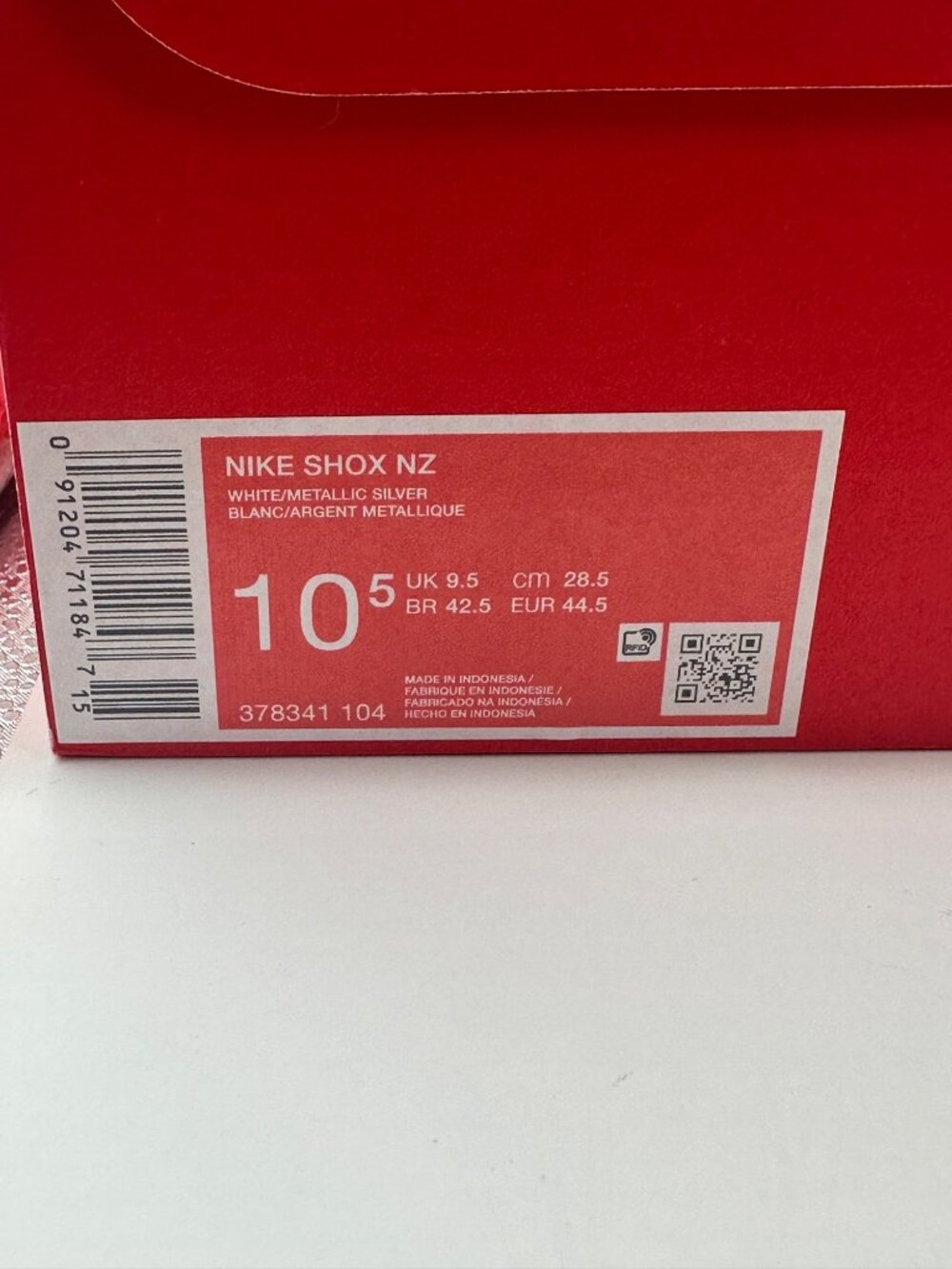 Men'sNike Shox NZ  White Sport Red Metallic Silver 378341-104 Size 10.5 NEW - Picture 10 of 10